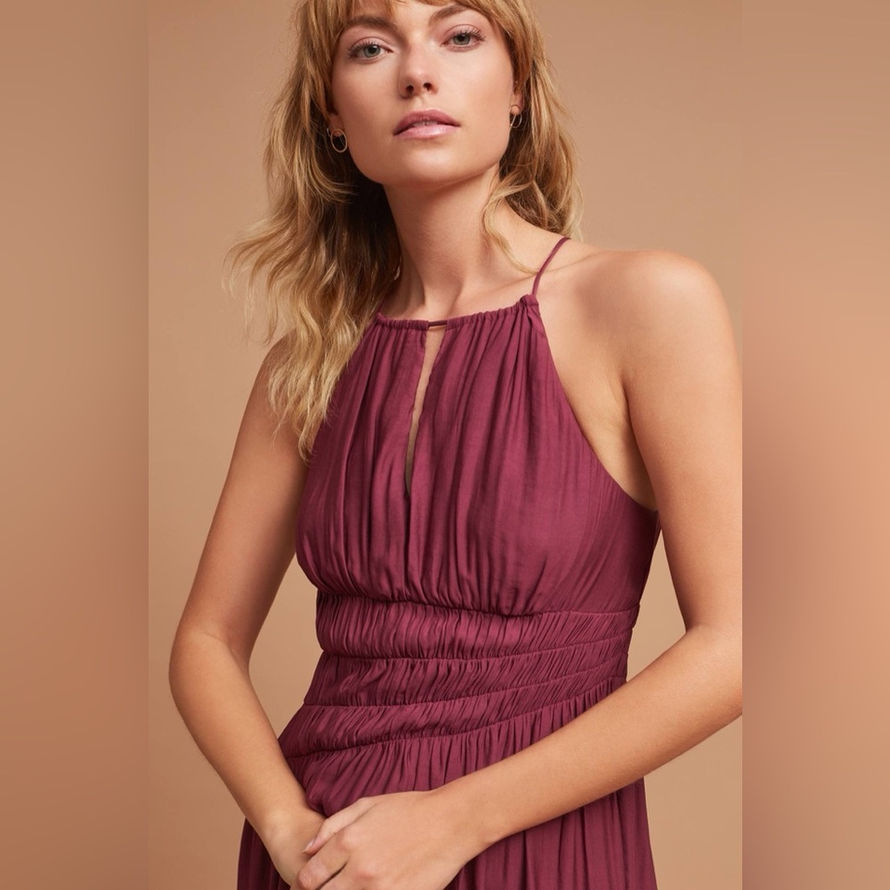 Anthropologie Mauve Halter Midi Dress - Picture 3 of 8